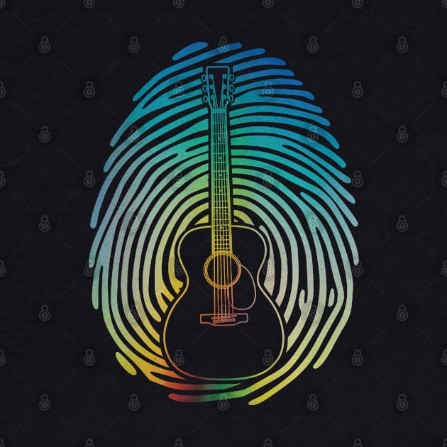 Fingerprint Acoustic Guitar Outline Colorful Theme by nightsworthy